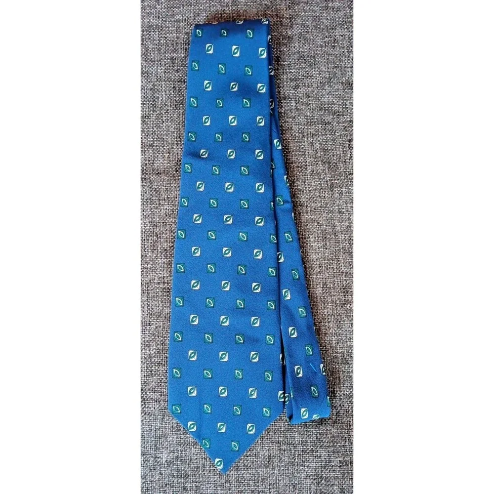 Tie 70s 80s 90s Y2K Mens Ralph Lauren Silk Blue Green 3.75 Wide 58 Long